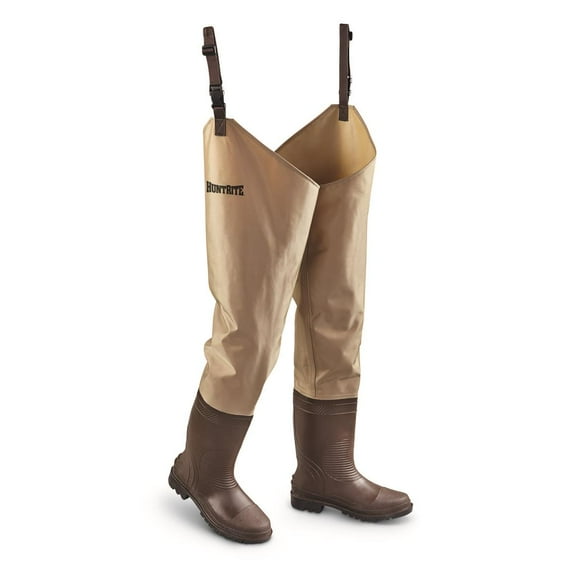 HuntRite Men's Steel Creek Nylon PVC Hip Waders Brown 12D (Medium)