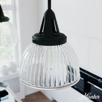 Hunter - Cypress Grove 1-light Natural Black Iron, Small Pendant Light, Dimmable, Transitional Style, Dome Shaped, for Bedrooms, Dining, Living Rooms - 19247