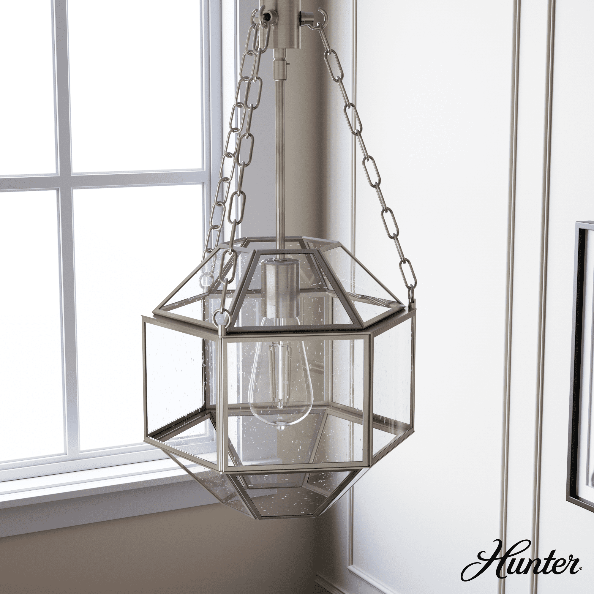 Indria Brushed Nickel 11" Seeded Glass Pendant Light