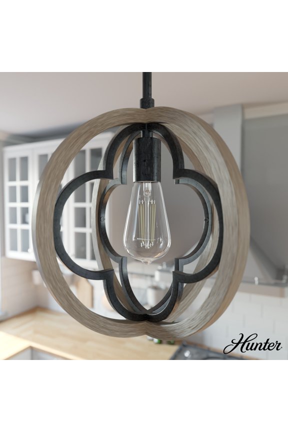 - Gablecrest 1-light French Oak, Medium Size Pendant Light, Dimmable, Transitional Style, Sphere Shaped, for Bedrooms, Dining, Living Rooms - 19093