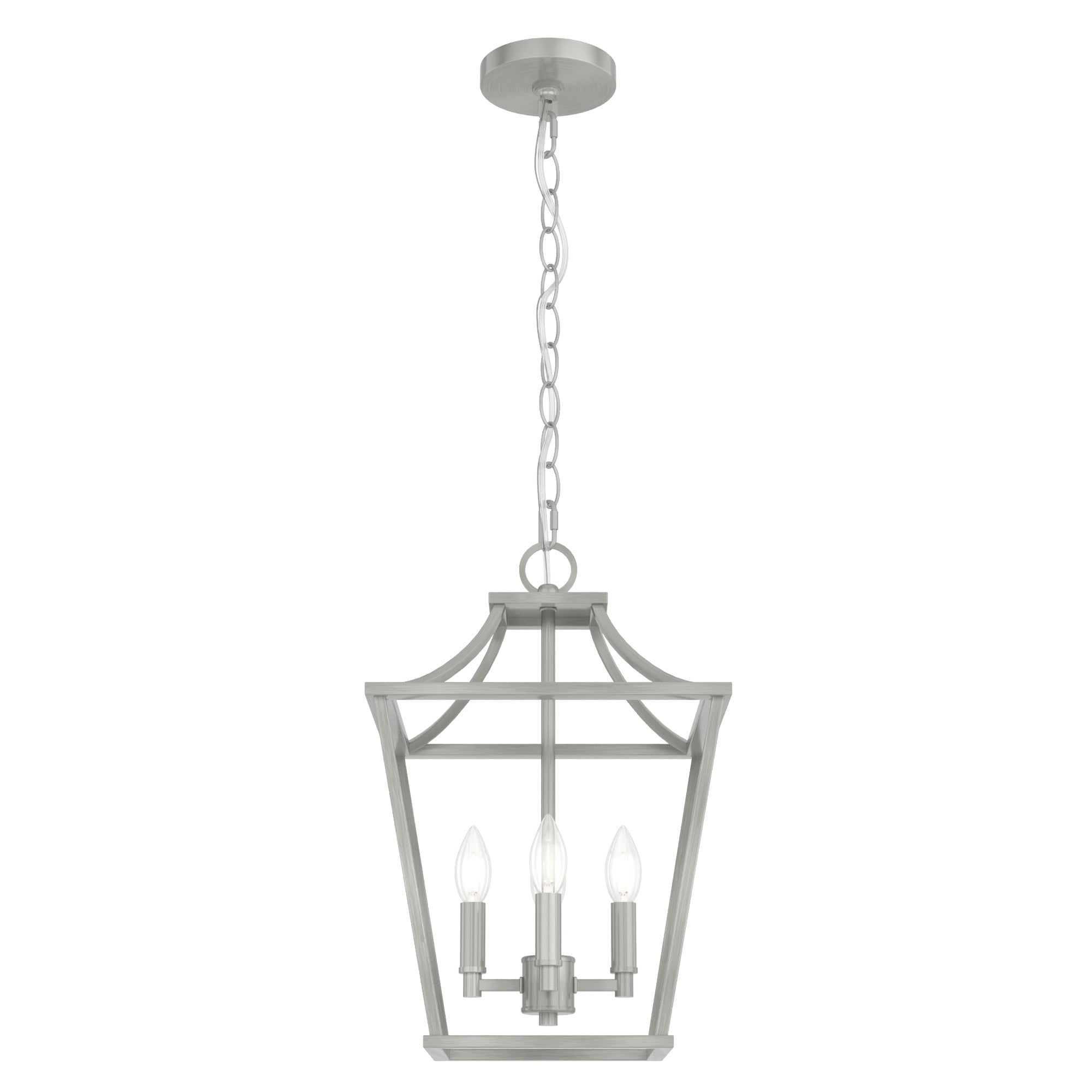 Laurel Ridge Brushed Nickel 4-Light LED Glass Lantern Pendant