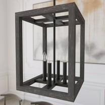 Hunter - Squire Manor 4-light Matte Black, Medium Size Pendant Light, Dimmable, Modern Style, Rectangle Shaped, for Bedrooms, Dining, Living Rooms - 19084