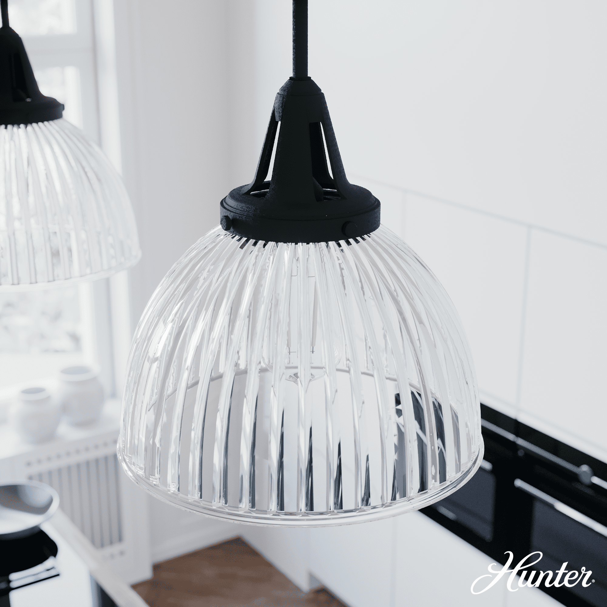 Cypress Grove 13" Black Iron and Glass Pendant Light