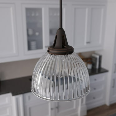 Hunter - Cypress Grove 1-light Onyx Bengal, Medium Size Pendant Light, Dimmable, Transitional Style, Dome Shaped, for Bedrooms, Kitchens, Dining, Living Rooms - 19250
