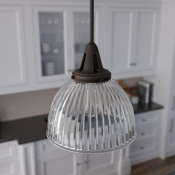 Hunter - Cypress Grove 1-light Onyx Bengal, Medium Size Pendant Light, Dimmable, Transitional Style, Dome Shaped, for Bedrooms, Dining, Living Rooms - 19250