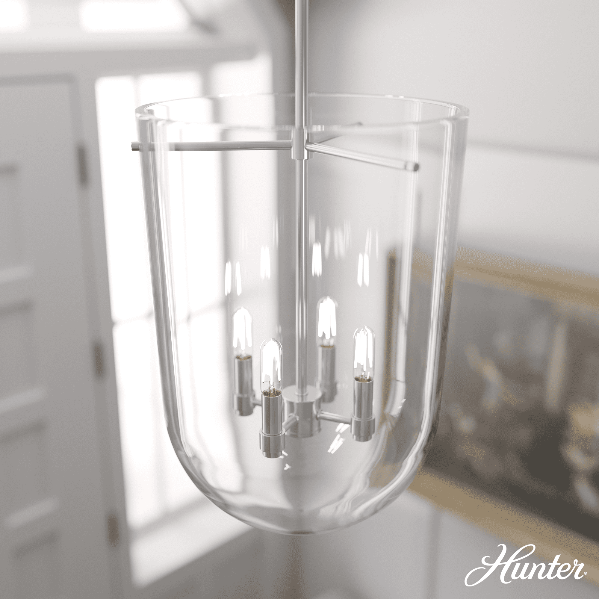 Brushed Nickel 4-Light Clear Glass Pendant