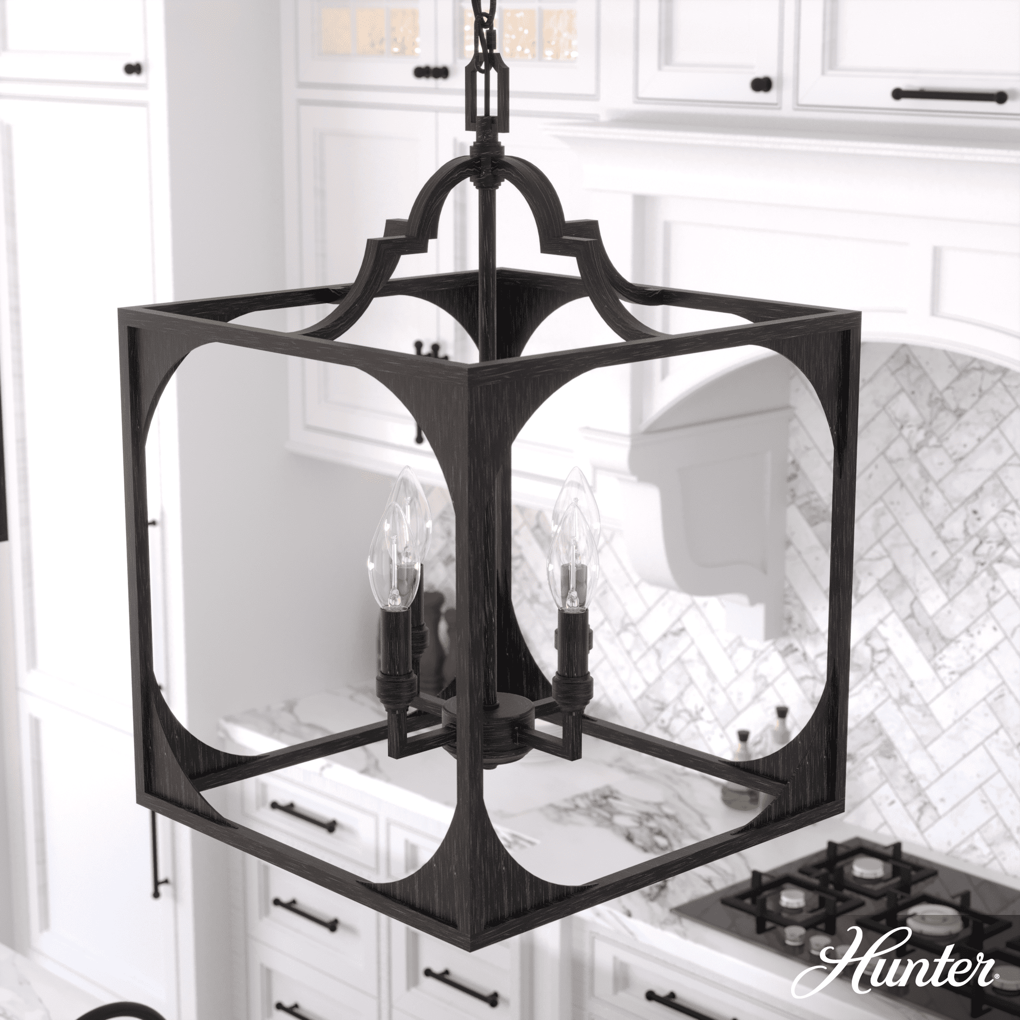 Highland Hill Rustic Iron 4-Light Pendant with LED