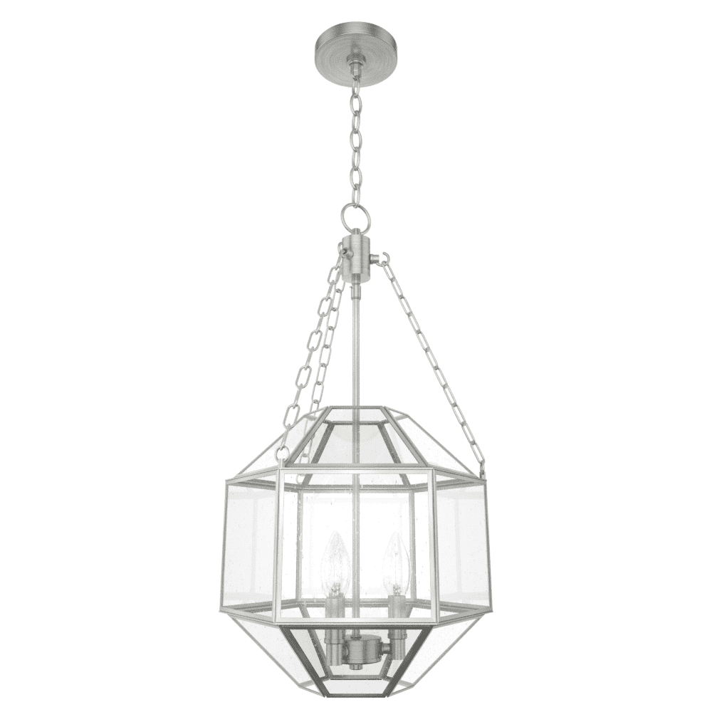 Large Brushed Nickel Geometric Glass Pendant Light