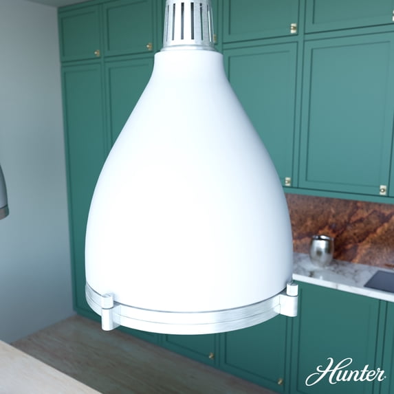 Hunter - Bluff View 3-light Fresh White, Medium Size Pendant Light, Dimmable, Casual Style, Bell Shaped, for Bedrooms, Dining, Living Rooms - 19216