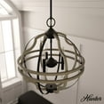thumbnail image 1 of Hunter - Stone Creek 6-light French Oak, Large Pendant Light, Dimmable, Rustic Style, Sphere Shaped, for Bedrooms, Dining, Living Rooms - 19223, 1 of 9