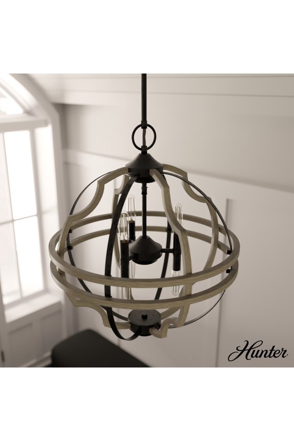 - Stone Creek 6-light French Oak, Large Pendant Light, Dimmable, Rustic Style, Sphere Shaped, for Bedrooms, Dining, Living Rooms - 19223