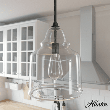 Hunter - Dunshire 1-light Noble Bronze, Medium Size Pendant Light, Dimmable, Casual Style, Bell Shaped, for Bedrooms, Kitchens, Dining, Living Rooms - 19654