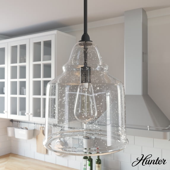 Hunter - Dunshire 1-light Noble Bronze, Medium Size Pendant Light, Dimmable, Casual Style, Bell Shaped, for Bedrooms, Dining, Living Rooms - 19655