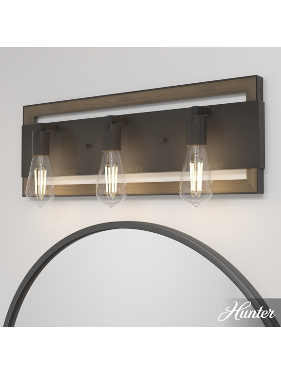 - Woodburn 3-light Noble Bronze, Medium Size Vanity Light, Dimmable, Rectangle Shaped, for Bedrooms, Kitchens, Dining, Living Rooms - 19864