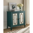 thumbnail image 1 of Hunter 2 Door Entryway Accent Display Cabinet With Adjustable Storage Shelf & Mirrored Doors, Antique Blue Wood, Contemporary, 1 of 9