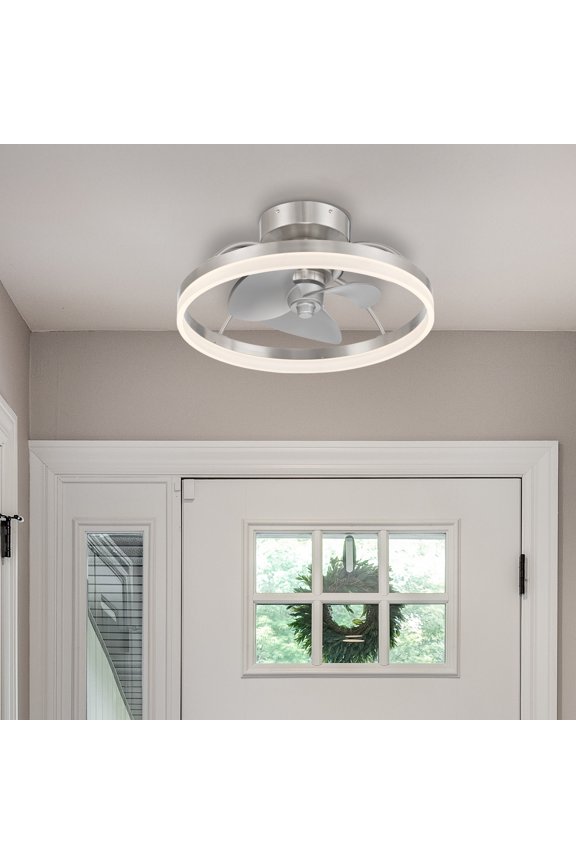 20 inch Avel Low Profile Fandelier Brushed Nickel Ceiling Fan with LED Light Kit and Handheld Remote