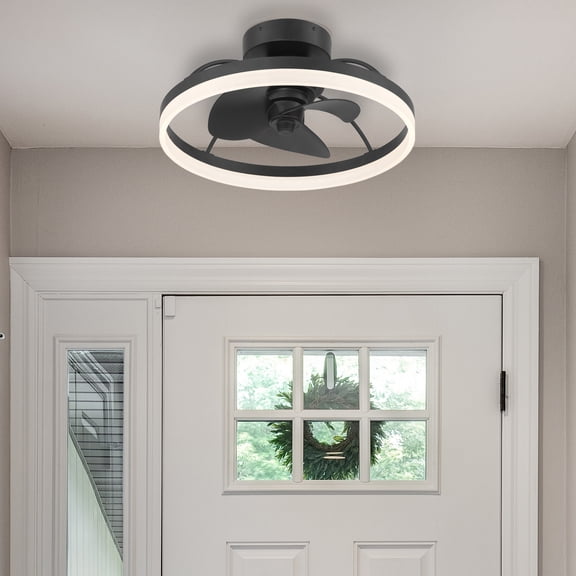 Hunter 20 inch Avel Low Profile Fandelier Matte Black Ceiling Fan with LED Light Kit and Handheld Remote