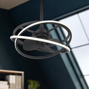 Hunter 20 inch Cirro Fandelier Matte Black Ceiling Fan with LED Light Kit and Handheld Remote