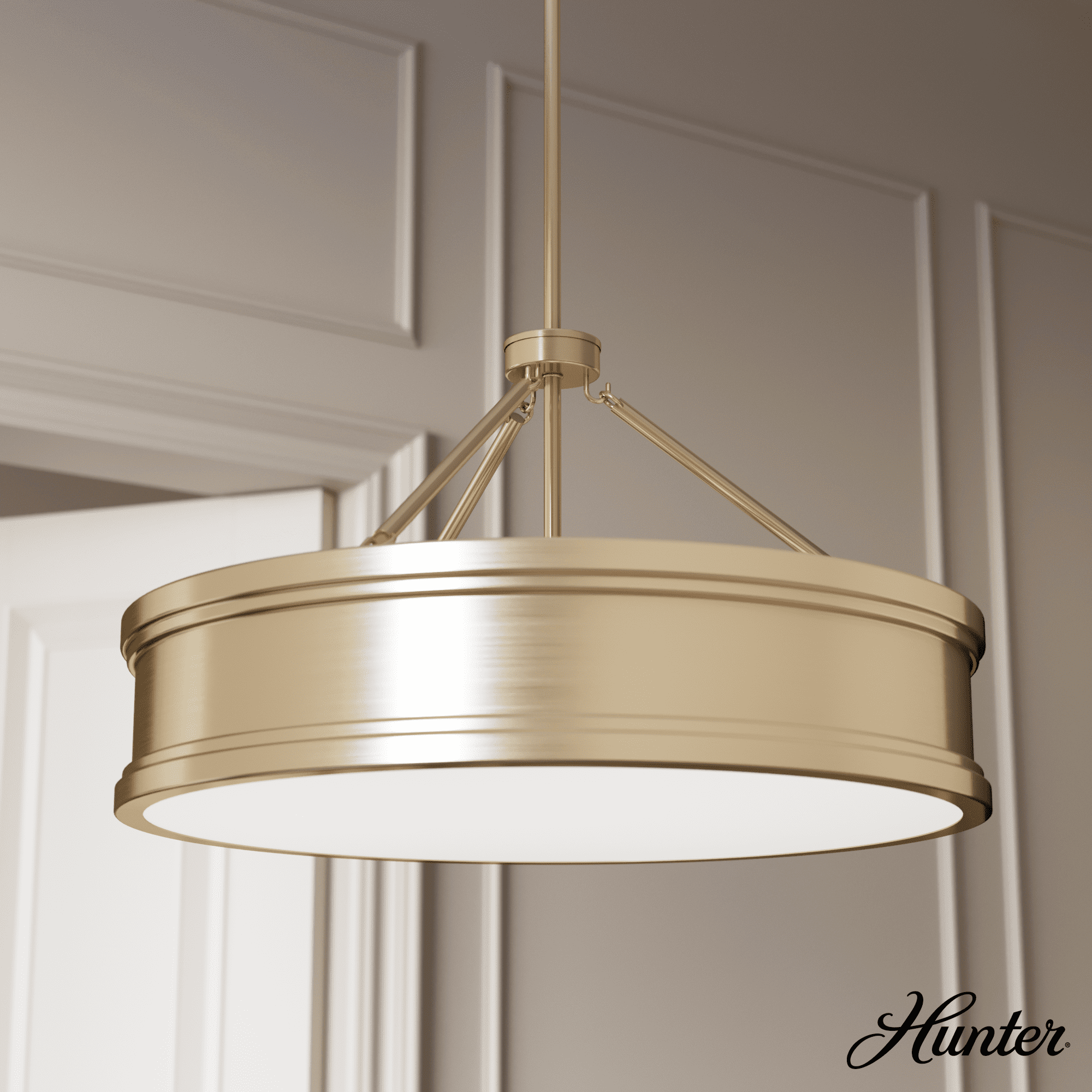 Alturas Gold 24-Inch Drum Pendant Light with Glass Diffuser