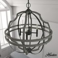 thumbnail image 1 of Hunter - Stone Creek 8-light Noble Bronze, Extra Large Pendant Light, Dimmable, Rustic Style, Sphere Shaped, for Bedrooms, Dining, Living Rooms - 19226, 1 of 9
