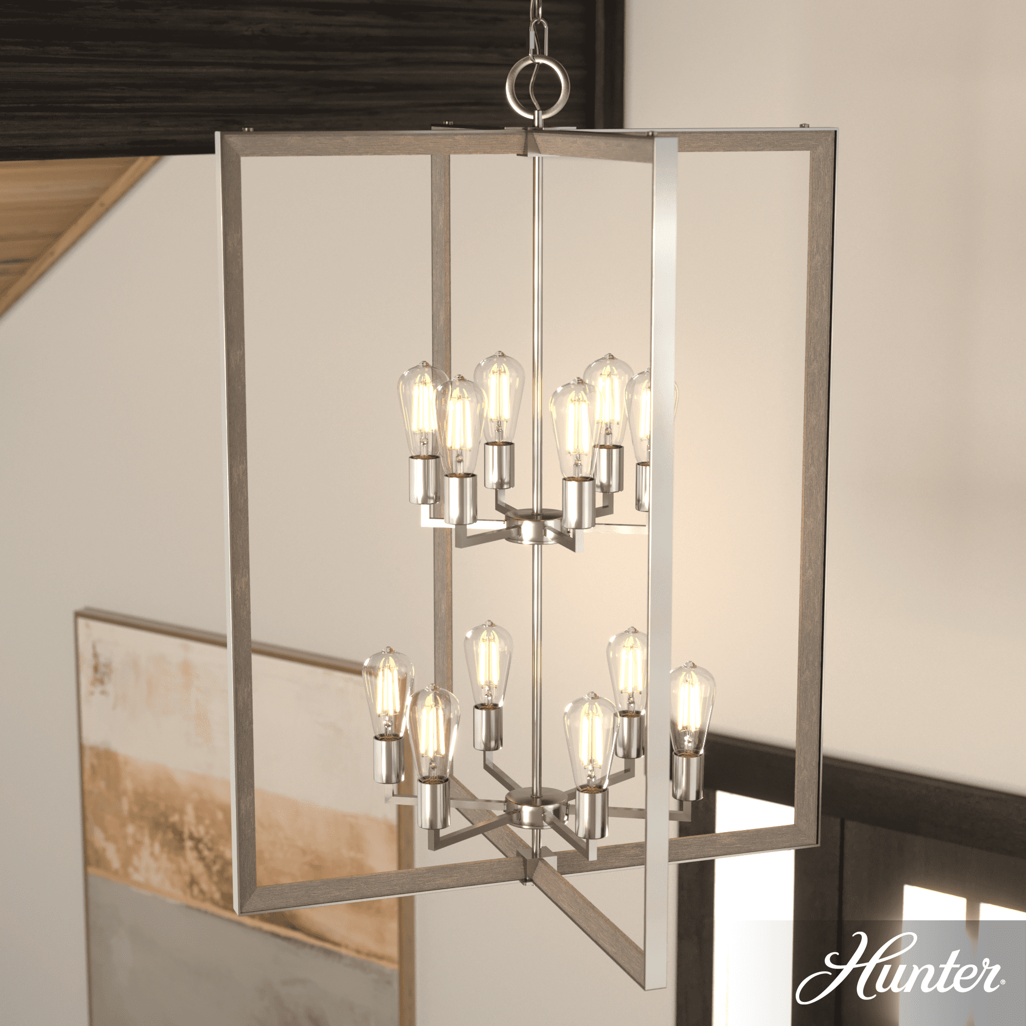 Woodburn Brushed Nickel 12-Light Modern Foyer Pendant