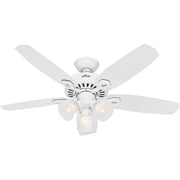 Hunter 42 inch Indoor Ceiling Fan with LED Lights - White Ceiling Fan with Pull Chain, For Bedroom or Living Room, Standard Mount, No Remote, 5 Blades, Includes Bulbs - Builder 52105, Snow White