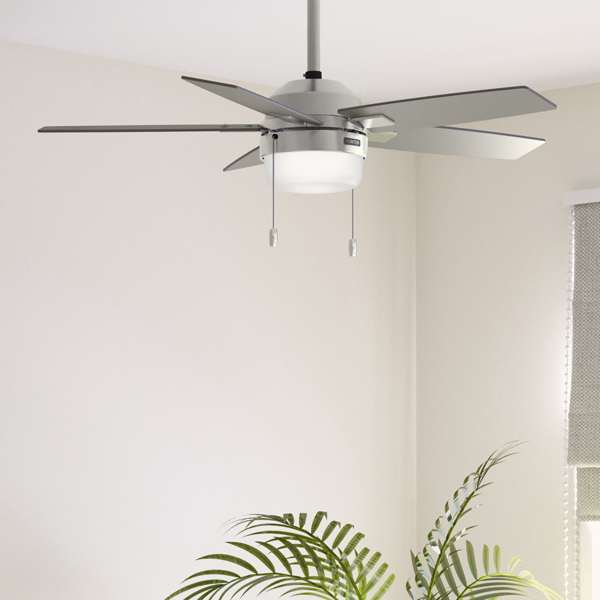 Hunter 44 inch Anisten Brushed Nickel Ceiling Fan with LED Light Kit and Pull Chain