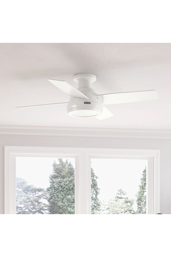 44 inch Dempsey Fresh White Low Profile Ceiling Fan and Handheld Remote