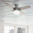 thumbnail image 1 of Hunter 44 inch Indoor Ceiling Fan with LED Light and Remote Control - Modern Ceiling Fan, Low Profile Mount, 4 Blades, For Bedroom, Living Room, or Kitchen, Quiet - Dempsey 51757, Matte Silver, 1 of 17