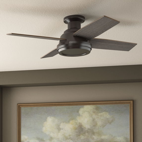Hunter 44 inch Dempsey Noble Bronze Low Profile Ceiling Fan and Handheld Remote