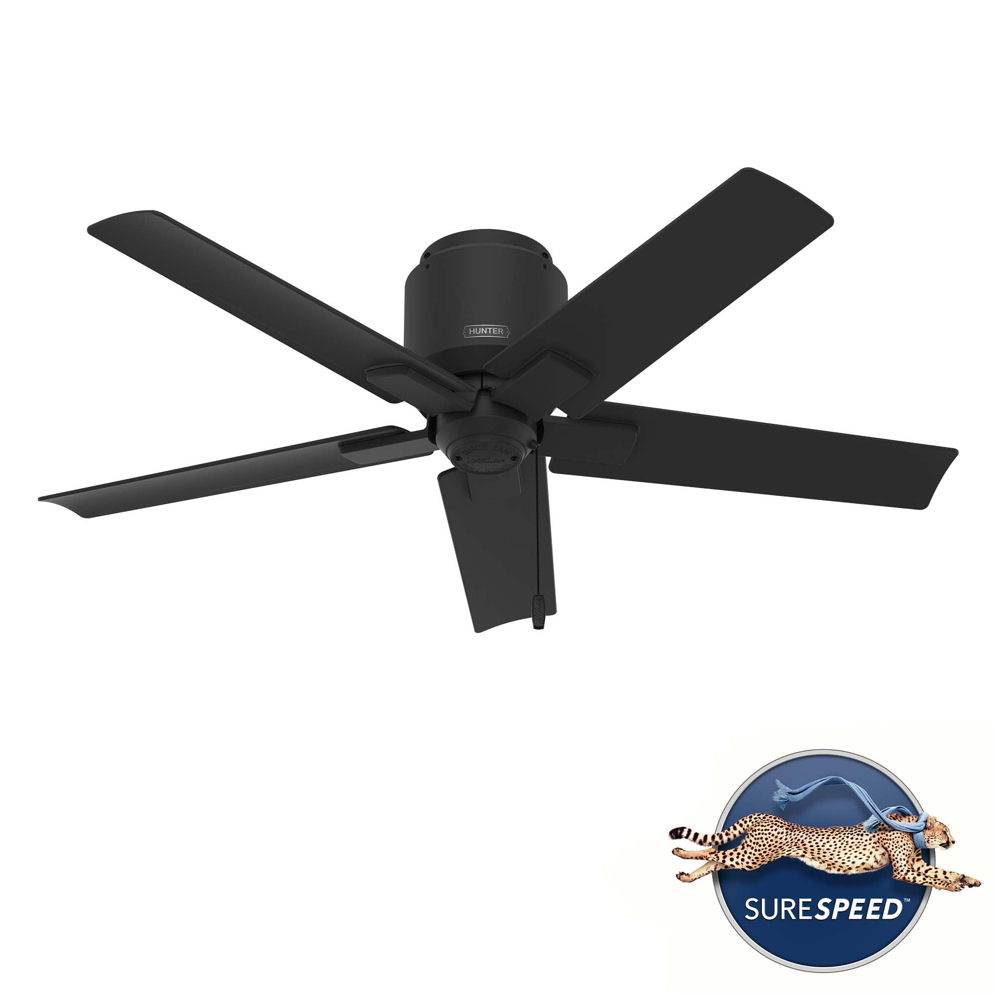 Terrace Cove Matte Black 44" Low Profile Ceiling Fan with 5 Blades