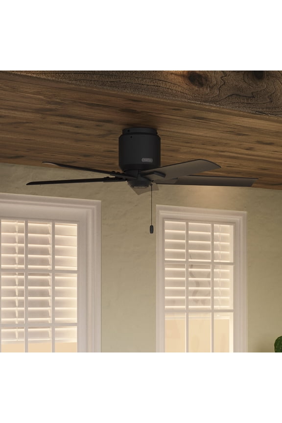 44 inch Outdoor or Indoor Ceiling Fan No Light - Ceiling Fan without Light, For Patio, Porch, Garage, or Living Room, Low Profile Mount, 5 Blades, Pull Chain - Terrace Cove 51581, Matte Black