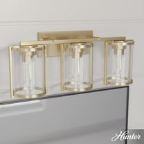 Hunter - Astwood 3-light Alturas Gold, Medium Size Vanity Light, Dimmable, Caged Style, Cylinder Shaped, for Bedrooms, Dining, Living Rooms - 48006