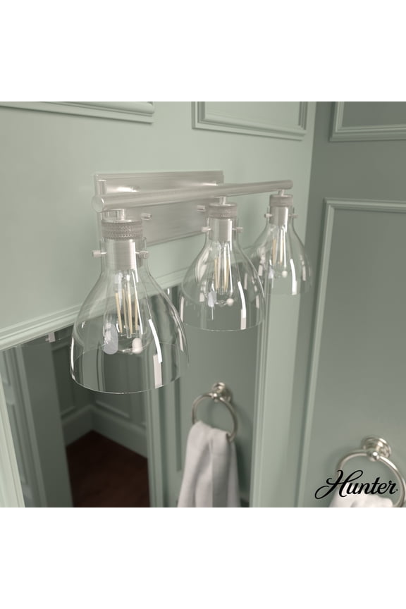 - Van Nuys 3-light Brushed Nickel, Medium Size Vanity Light, Dimmable, Transitional Style, for Bedrooms, Dining, Living Rooms - 48036