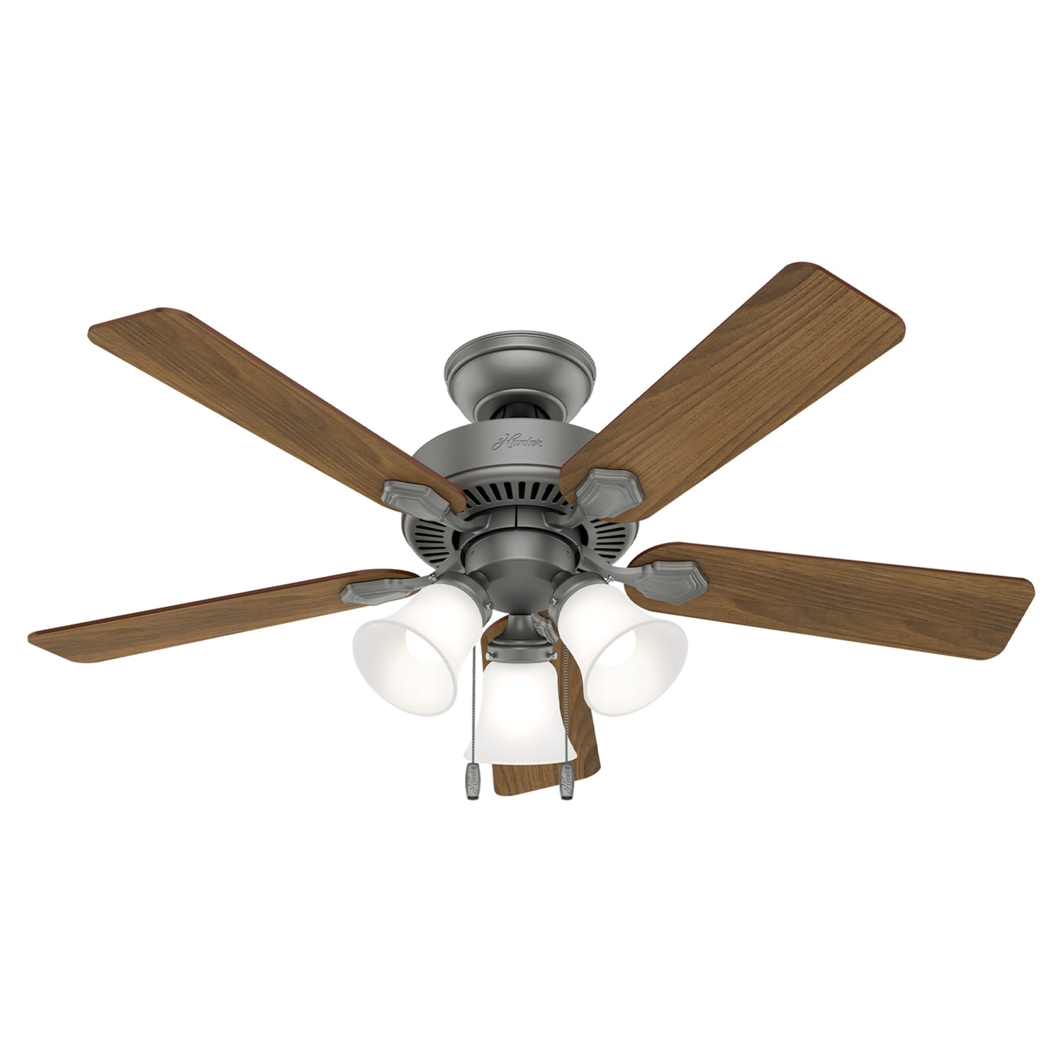 Swanson 44" Matte Silver Ceiling Fan with Reversible Blades and LED Light