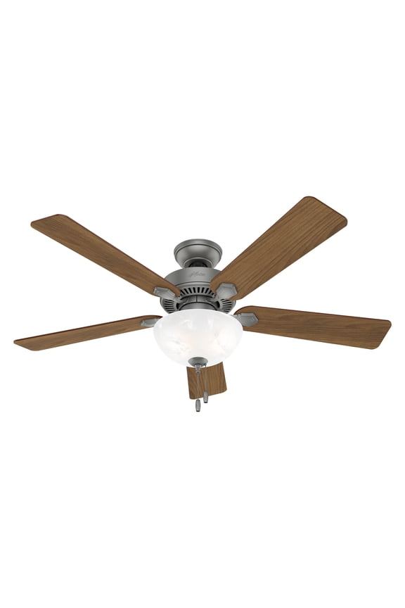 - Swanson Indoor Ceiling Fan With Light, 52-inch, Matte Silver, Traditional-style, 3-speed WhisperWind Motor, 50909, for living rooms, bedrooms, home offices, kitchens