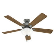 Hunter - Swanson Indoor Ceiling Fan With Light, 52-inch, Matte Silver, Traditional-style, 3-speed WhisperWind Motor, 50909, for living rooms, bedrooms, home offices, kitchens
