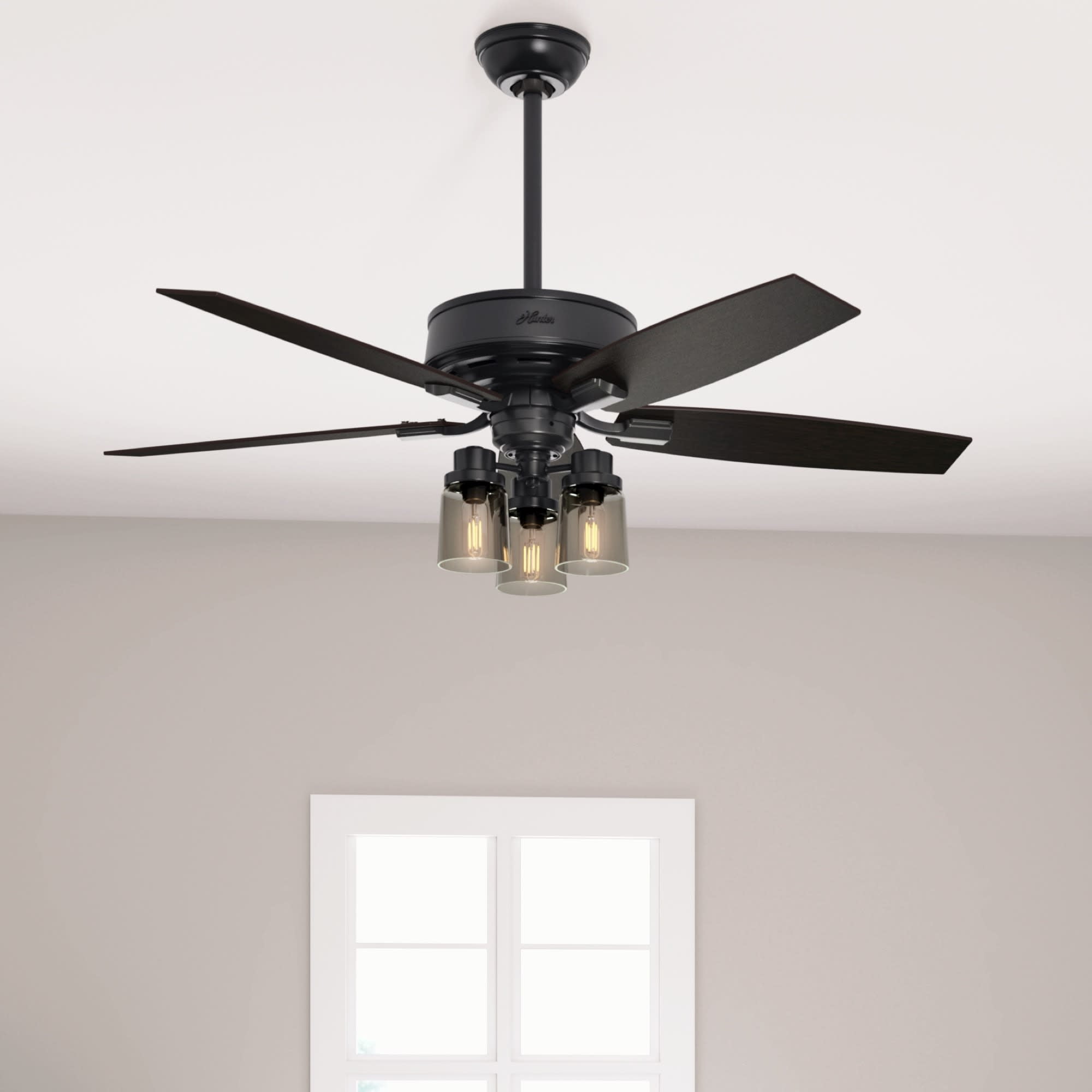Bennett 52" Matte Black Modern Ceiling Fan with LED Light and Remote