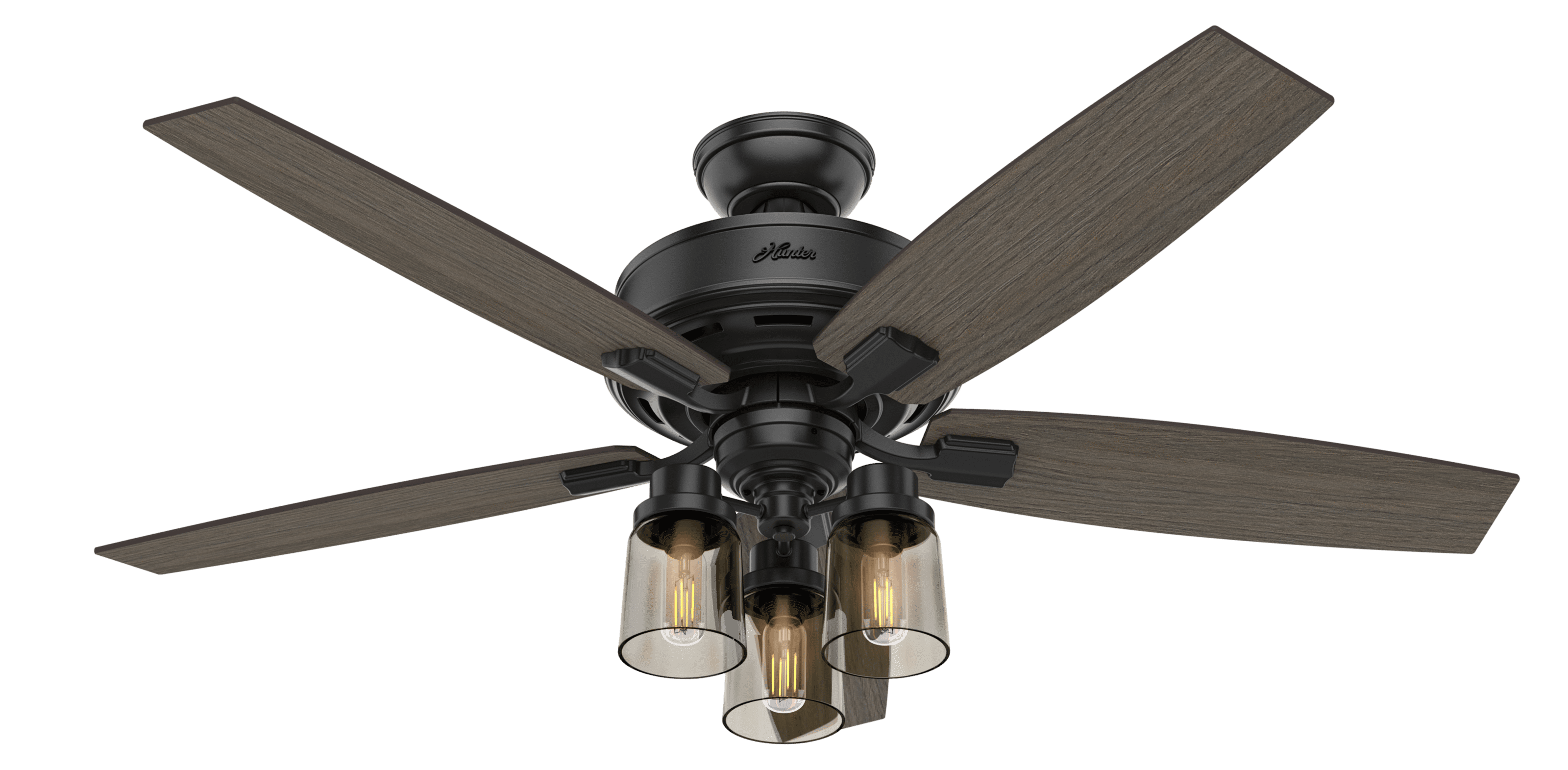 Bennett 52" Matte Black Modern Ceiling Fan with LED Light and Remote