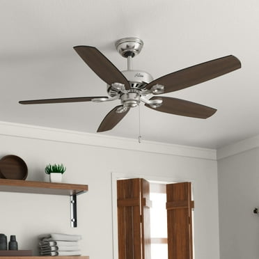 Hunter - Builder Indoor Ceiling Fan, 52-inch, Brushed Nickel, Traditional-style, 3-speed WhisperWind Motor, 53241, for living rooms, bedrooms, home offices, kitchens