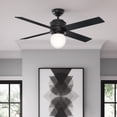 thumbnail image 1 of Hunter 52 inch Indoor Ceiling Fan with LED Light - Black Ceiling Fan for Bedroom, Living Room, or Kitchen, Standard Mount, Wall Control, 4 Blades, Includes Bulb - Hepburn 59321, Matte Black, 1 of 16