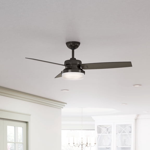 Hunter 52 inch Indoor Ceiling Fan with LED Light and Remote Control - Bronze Ceiling Fan, Standard Mount, 3 Blades, For Bedroom, Living Room, or Kitchen - Sentinel 59210, Premier Bronze