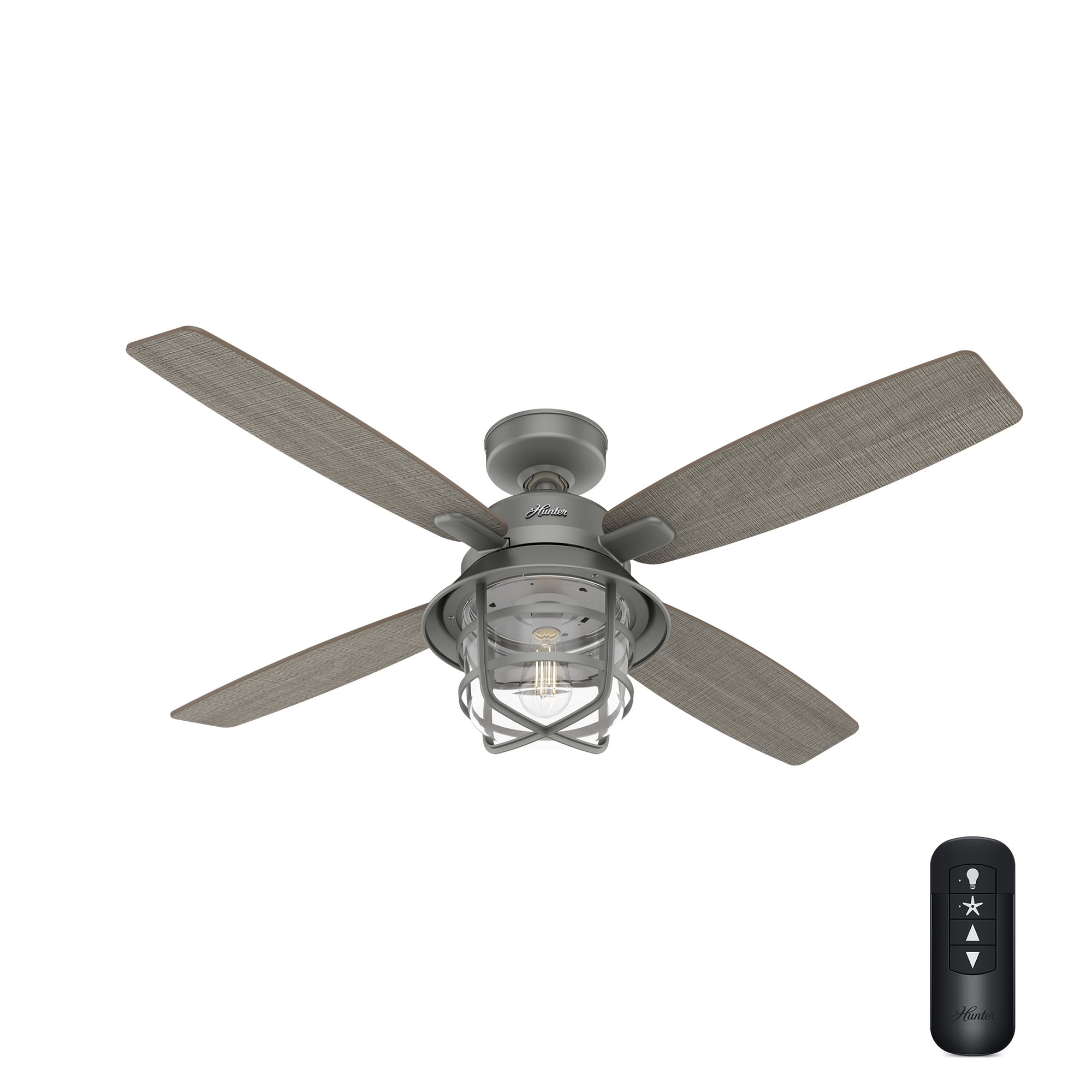 Matte Silver 52" Low Profile Ceiling Fan with LED Light and Remote