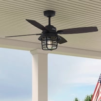Hunter 52 inch Outdoor or Indoor Ceiling Fan with LED Light and Remote Control - Black Ceiling Fan, Standard Mount, 4 Blades, For Patio, Porch, or Living Room - Port Royale 50391, Natural Black Iron