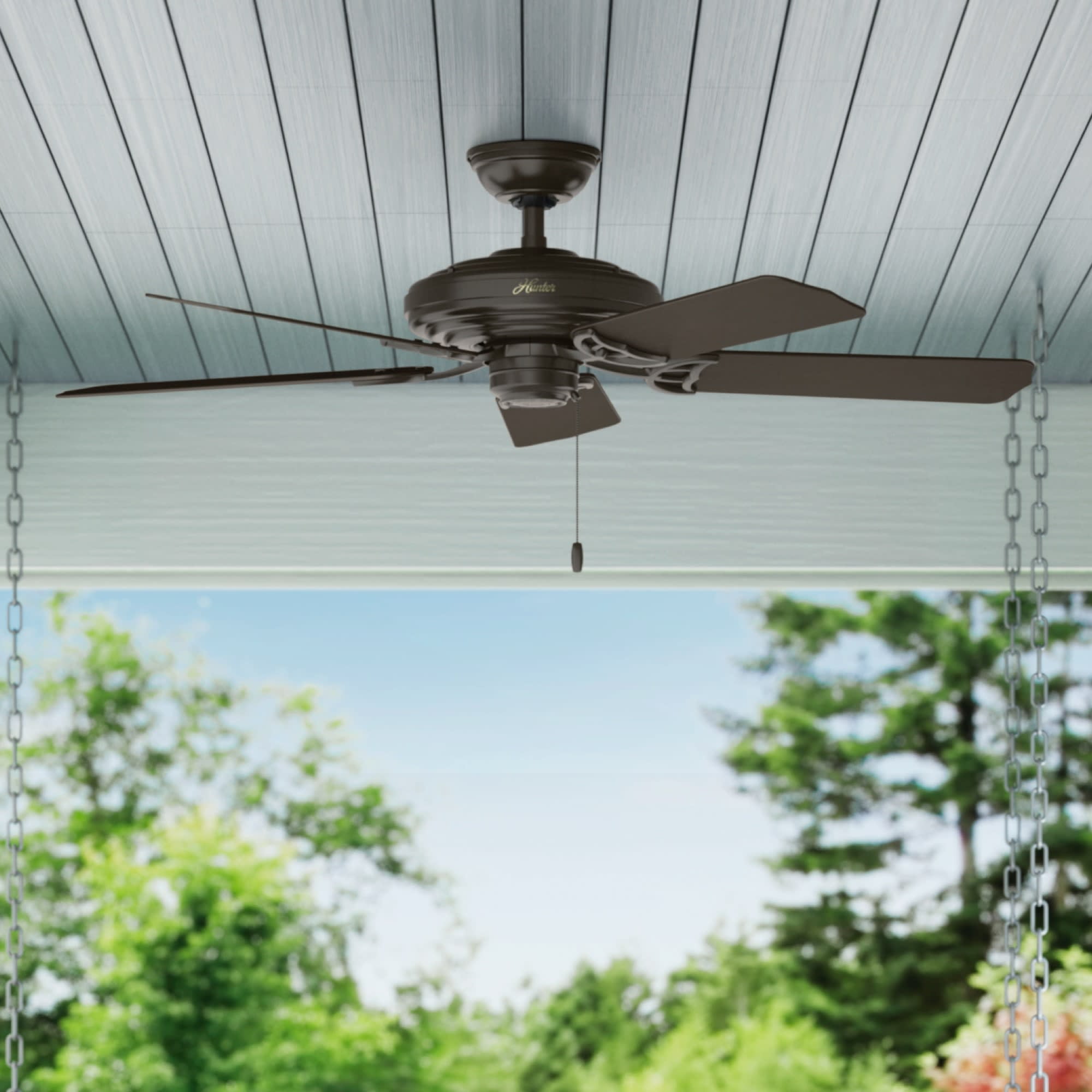 52" New Bronze Outdoor Ceiling Fan with Walnut Blades
