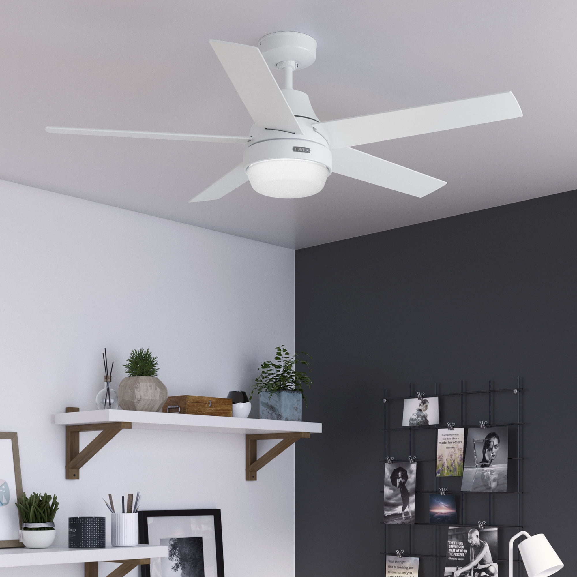 52" Fresh White Smart Ceiling Fan with LED Light and Remote