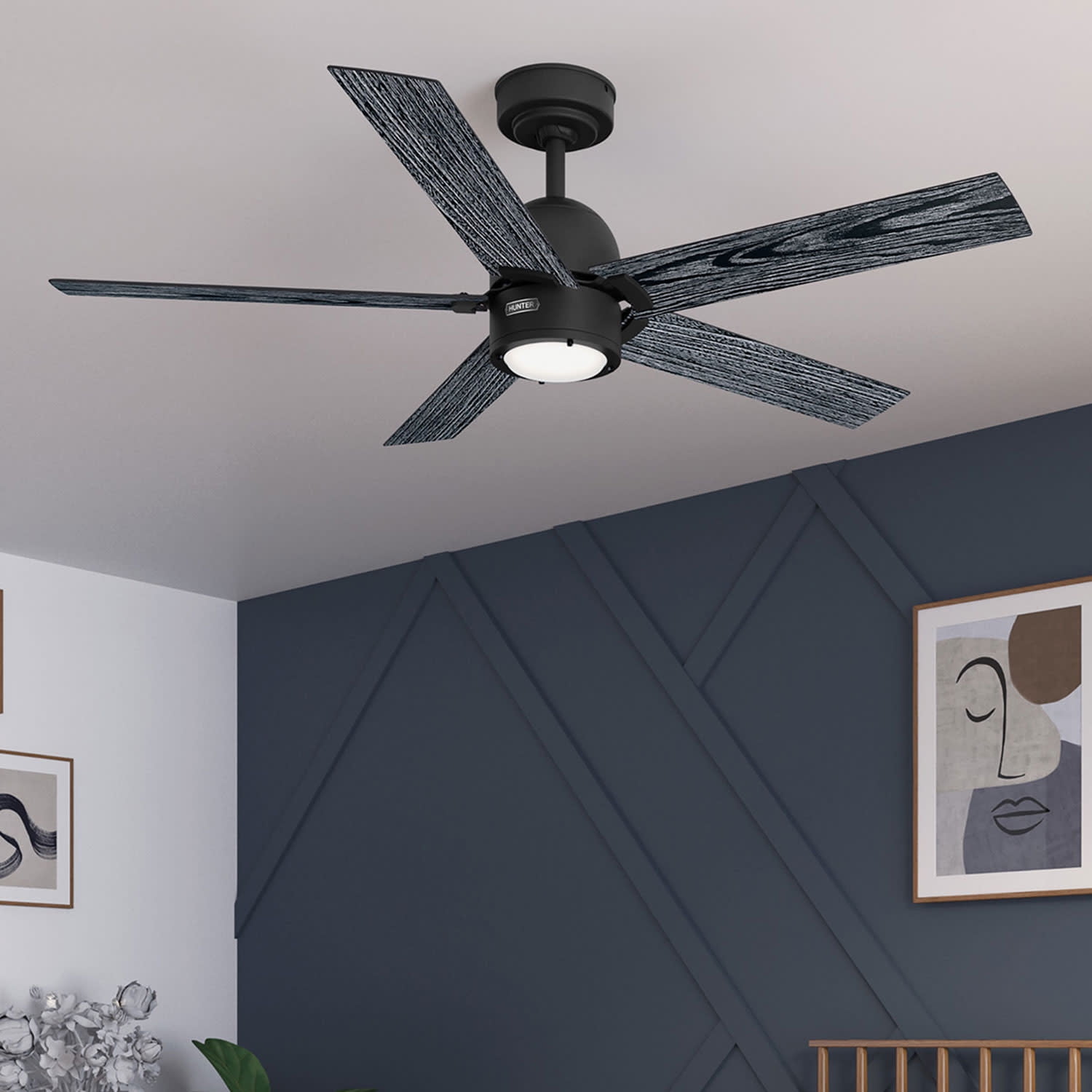 Erling Matte Black 52" Ceiling Fan with LED Light and Remote