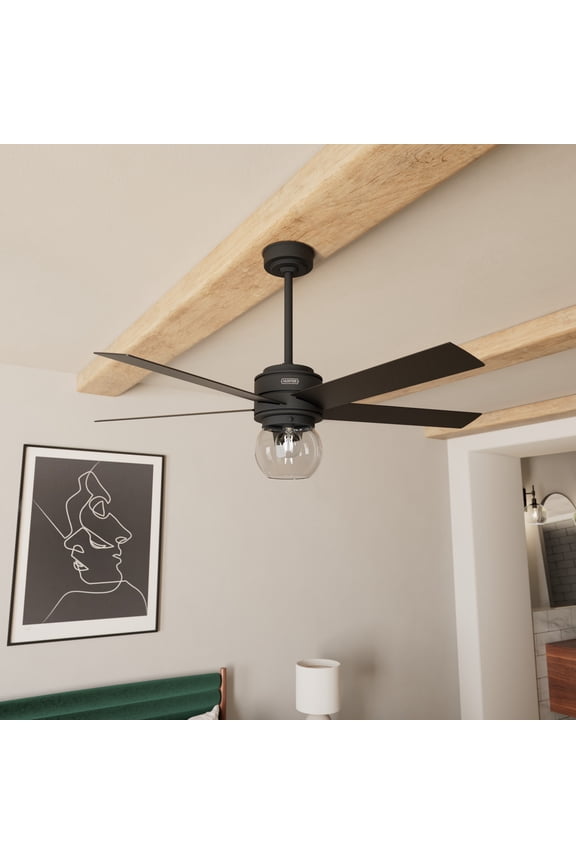 - Xidane Indoor Ceiling Fan With Light, Remote, 52-inch, Matte Black, Casual-style, 3-speed WhisperWind Motor, 52655, for Living Rooms, Bedrooms