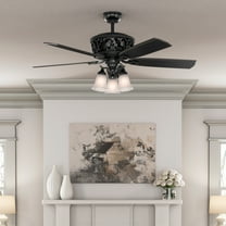 Hunter - Promenade Indoor Ceiling Fan With Light, Remote, 54-inch, Gloss Black, Traditional-style, 6-speed, Energy Star, 59545, for living rooms, bedrooms, home offices, kitchens