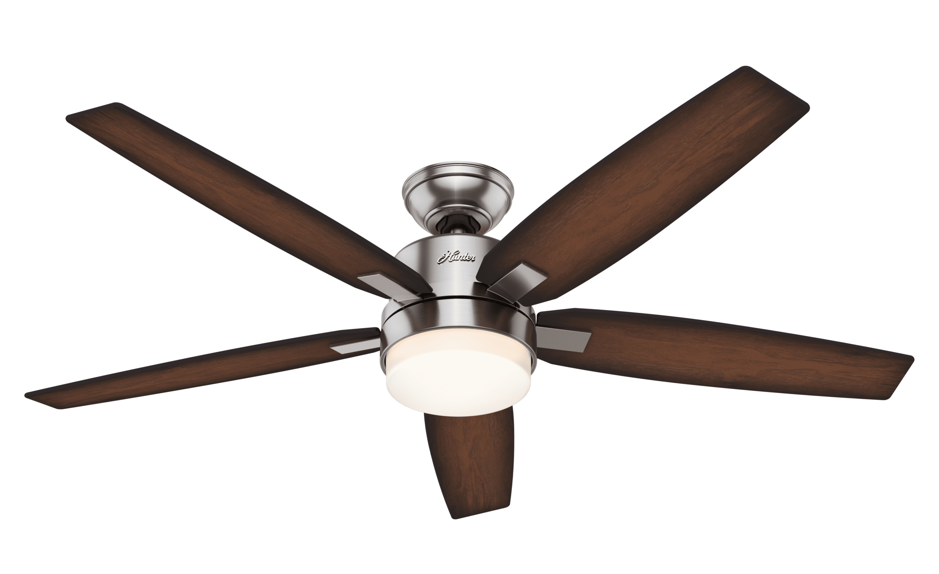 Hunter 54" Windemere Brushed Nickel Ceiling Fan with Light Kit and